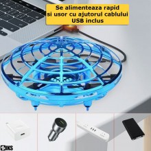 Mini Drona OZN SIKS, Model Disc Zburator Interactiv, Cu 5 Senzori Infrarosu, Lumina Led, Control Gestual, Incarcare USB, Alba... Mini Drona OZN SIKS, Model Disc Zburator Interactiv, Cu 5 Senzori Infrarosu, Lumina Led, Control Gestual, Incarcare USB, Alba...