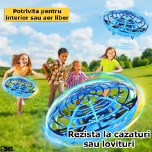 Mini Drona OZN SIKS, Model Disc Zburator Interactiv, Cu 5 Senzori Infrarosu, Lumina Led, Control Gestual, Incarcare USB, Alba... Mini Drona OZN SIKS, Model Disc Zburator Interactiv, Cu 5 Senzori Infrarosu, Lumina Led, Control Gestual, Incarcare USB, Alba...