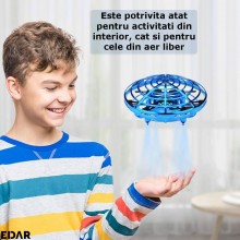 Disc Zburator Interactiv EDAR, Mini Drona OZN, Cu 5 Senzori Infrarosu, Lumina Led, Control Prin Gesturi, Incarcare USB, Albastru Disc Zburator Interactiv EDAR, Mini Drona OZN, Cu 5 Senzori Infrarosu, Lumina Led, Control Prin Gesturi, Incarcare USB, Albastru