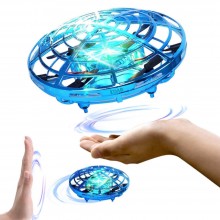 Disc Zburator Interactiv EDAR, Mini Drona OZN, Cu 5 Senzori Infrarosu, Lumina Led, Control Prin Gesturi, Incarcare USB, Albastru