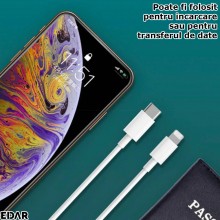 Incarcator Rapid EDAR Pentru Telefoane/Tablete, Cablu USB Tip C La Lightning, Stecher Priza, Alb