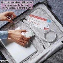 Incarcator Rapid EDAR Pentru Telefoane/Tablete, Cablu USB Tip C La Lightning, Stecher Priza, Alb
