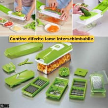 Razatoare multifunctionala SIKS® cu 11 piese pentru fructe si legume, practica
