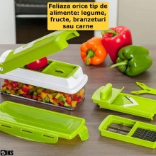 Razatoare multifunctionala SIKS® cu 11 piese pentru fructe si legume, practica
