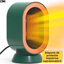 Aeroterma Electrica SIKS, Mini Incalzitor, Portabil, Incalzire Rapida 800/1200W, Termostat Reglabil 2 Trepte, Silentios, Cu P...