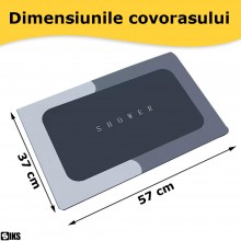 Covor Baie Antiderapant SIKS, Absorbant, Moale, Dreptunghiular 57 x 37 cm, Potrivit In Fata la Cada, Cabina de Dus, WC, Chiuv...