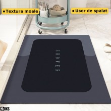 Covor Baie Antiderapant SIKS, Absorbant, Moale, Dreptunghiular 57 x 37 cm, Potrivit In Fata la Cada, Cabina de Dus, WC, Chiuv...