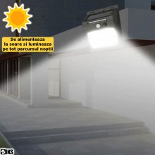 Lampa Solara de Exterior SIKS, 112 LED-uri Cu Senzor de Miscare, IP65, Rezistenta la Apa, Aplica Led Alimentata cu Energie So...