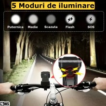 Lanterna Bicicleta Multifunctionala SIKS Cu Lumina Led, Far 12 Led, 5 Moduri Iluminare, Incarcare USB, Cu Claxon Inclus, Lumi... Lanterna Bicicleta Multifunctionala SIKS Cu Lumina Led, Far 12 Led, 5 Moduri Iluminare, Incarcare USB, Cu Claxon Inclus, Lumi...