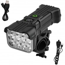 Lanterna Bicicleta Multifunctionala SIKS Cu Lumina Led, Far 12 Led, 5 Moduri Iluminare, Incarcare USB, Cu Claxon Inclus, Lumi...
