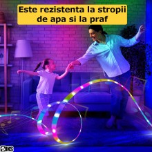 Kit Banda LED RGB SIKS Cu Control Prin Aplicatie Sau Telecomanda, Model Led 2835, 5 Metri, Conectare Bluetooth, Control Din T...