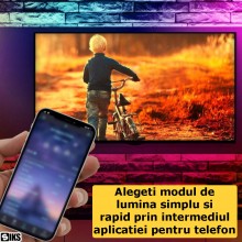 Kit Banda LED RGB SIKS Cu Control Prin Aplicatie Sau Telecomanda, Model Led 2835, 5 Metri, Conectare Bluetooth, Control Din T...