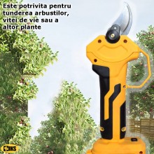 Foarfeca Electrica Automata Portabila Cu Acumulator Reincarcabil SIKS, Pentru Gradina Sau Vie, Lama Din Otel Carbon, Baterie ...