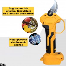 Foarfeca Electrica Automata Portabila Cu Acumulator Reincarcabil SIKS, Pentru Gradina Sau Vie, Lama Din Otel Carbon, Baterie ...
