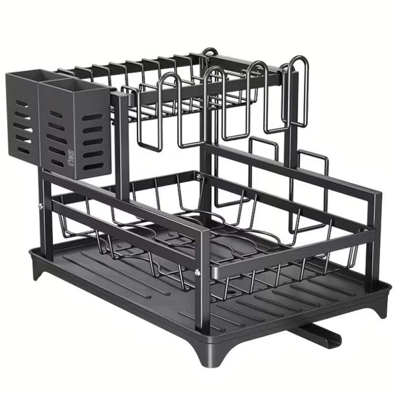 Scurgator De Vase Dublu SIKS Cu Tava de Scurgere, 2 Niveluri, Suport Tacamuri Si Pahare, Organizator Farfurii, Dimensiuni 42....