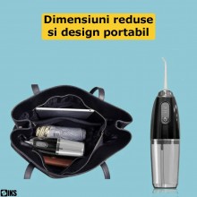 Irigator Bucal Portabil SIKS, 3 Programe, Rezervor 230ml, Protectie Supraincalzire, Materiale Non-Toxice, Dus Bucal Cu 4 Cape...