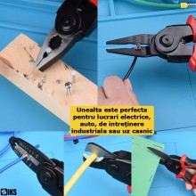 Cleste Multifunctional 5 In 1 Cu Foarfeca SIKS, Cleste Patent, Taiere Sarma Sau Taba, Sertizare Si Dezizolare Cabluri, Scula ...