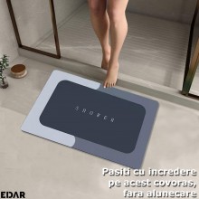 Covoras De Baie, EDAR, Antiderapant, Gri/Gri inchis, Model Shower, 57 x 37 cm