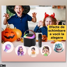 Boxa Cu Microfon Wireless SIKS Pentru Karaoke Cu Lumina RGB Led, Copii / Adulti, Kit 2 in 1, Aparat Portabil, Cu Conectare la...