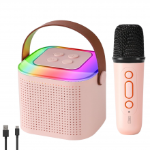 Boxa Cu Microfon Wireless SIKS Pentru Karaoke Cu Lumina RGB Led, Copii / Adulti, Kit 2 in 1, Aparat Portabil, Cu Conectare la...