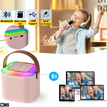 Boxa Cu Microfon Wireless SIKS Pentru Karaoke Cu Lumina RGB Led, Copii / Adulti, Kit 2 in 1, Aparat Portabil, Cu Conectare la...