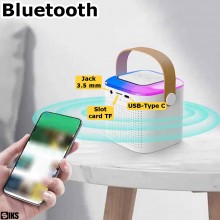 Boxa Cu Microfon Wireless SIKS Pentru Karaoke Cu Lumina RGB Led, Copii / Adulti, Kit 2 in 1, Aparat Portabil, Cu Conectare la...