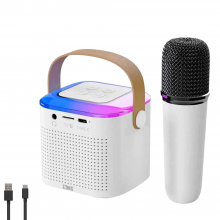Boxa Cu Microfon Wireless SIKS Pentru Karaoke Cu Lumina RGB Led, Copii / Adulti, Kit 2 in 1, Aparat Portabil, Cu Conectare la...