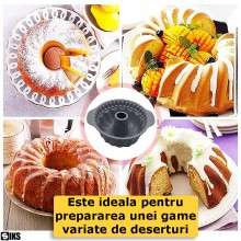 Forma SIKS pentru Copt Prajituri, Chec, Tort, Material Silicon, Rotunda, Usor De Curatat, 22x10 cm, Gri