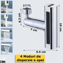 Adaptor Robinet Tip Duza Cu Rotire 360° SIKS, Compatibil Cu Robineti Universali Pentru Baie/Bucatarie, 4 Moduri De Dispersie ... Adaptor Robinet Tip Duza Cu Rotire 360° SIKS, Compatibil Cu Robineti Universali Pentru Baie/Bucatarie, 4 Moduri De Dispersie ...