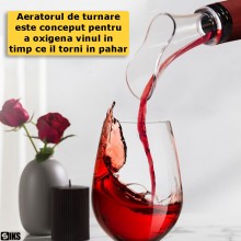 Set Tirbuson Electric Pentru Vin Cu Accesorii SIKS, Taietor Folie, Dop Cu Vidare, Aerator Turnare, Functionare Cu Baterii, Negru