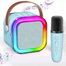 Boxa Wireless SIKS Cu Microfon Pentru Karaoke Pentru Copii / Adulti, 1 Microfon Inclus, Kit 2 in 1, Aparat Portabil, Lumina R...