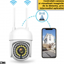 Camera Supraveghere Interior - Exterior SIKS, WiFi 3MP IP66 – Night Vision, Detectare Miscare, HD Wireless, Control Din Telef... Camera Supraveghere Interior - Exterior SIKS, WiFi 3MP IP66 – Night Vision, Detectare Miscare, HD Wireless, Control Din Telef...