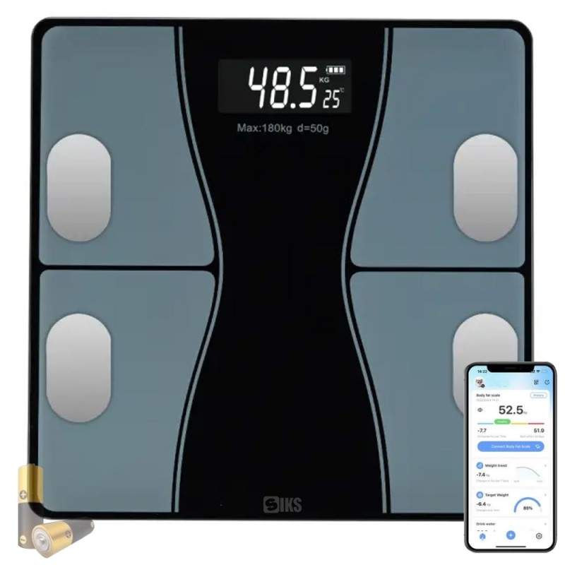 Cantar Electronic Inteligent De Baie SIKS Cu Aplicatie Smart, Corporal, Ecran Digital Iluminat, Termometru, Indicatori Corpor...