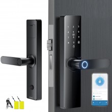 Yala Inteligenta Smart Cu Amprenta Biometrica SIKS, Control prin Aplicatie, Card, Parola si Cheie, Tastatura Touchscreen Digi...
