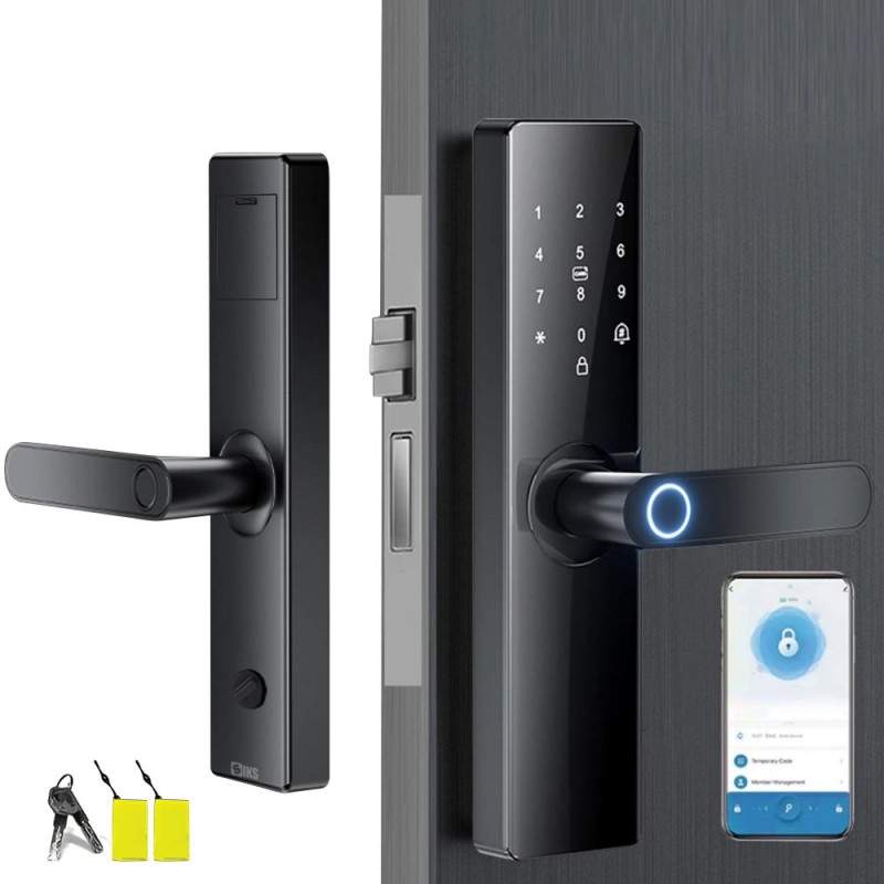 Yala Inteligenta Smart Cu Amprenta Biometrica SIKS, Control prin Aplicatie, Card, Parola si Cheie, Tastatura Touchscreen Digi...