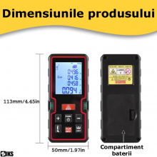Telemetru Laser Digital Precis Cu Nivela Inclusa SIKS, Inlocuitor Ruleta Pentru Masurare Distanta, Ecran LCD Iluminat, Calcul... Telemetru Laser Digital Precis Cu Nivela Inclusa SIKS, Inlocuitor Ruleta Pentru Masurare Distanta, Ecran LCD Iluminat, Calcul...