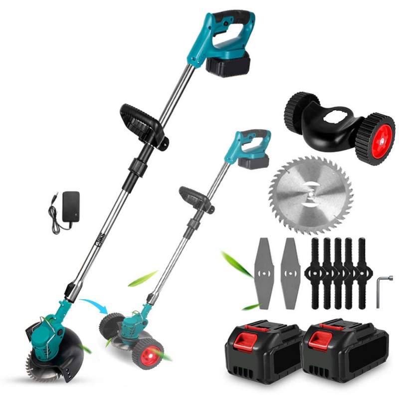 Motocoasa SIKS Electrica Cu Acumulator Si Roti, Pliabila, Fara Fir, Cu Disc, 2 Acumulatori 48V, 18000 RPM, Autonomie Mare, Pu...