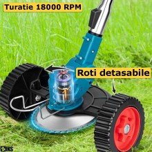 Motocoasa SIKS Electrica Cu Acumulator Si Roti Detasabile, Fara Fir, Cu Disc, 2 Acumulatori 48V Inclusi, 18000 RPM, Autonomie...