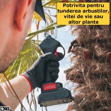 Foarfeca Electrica Automata Portabila SIKS Cu Acumulatori, Pentru Gradina Sau Vie, Lama Din Otel Carbon, Baterie 5000mAh, 2 A...