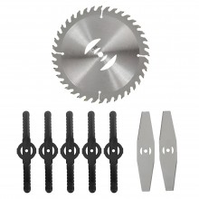 Set Accesorii De Rezerva SIKS Pentru Motocoasa Electrica Cu Acumulator, 1 Disc , 5 Lame Din Plastic, 2 Lame Din Otel, Argintiu