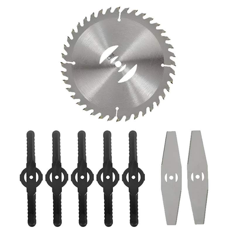 Set Accesorii De Rezerva SIKS Pentru Motocoasa Electrica Cu Acumulator, 1 Disc , 5 Lame Din Plastic, 2 Lame Din Otel, Argintiu
