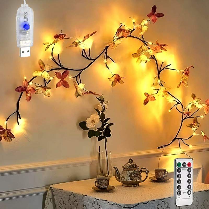 Ghirlanda Luminoasa Decorativa SIKS Tip Creanga Cu Fruze Tip Fluturi Si Lumina Led Alb Cald, 72 Led-uri, Dimensiune 1.6 Metri... Ghirlanda Luminoasa Decorativa SIKS Tip Creanga Cu Fruze Tip Fluturi Si Lumina Led Alb Cald, 72 Led-uri, Dimensiune 1.6 Metri...