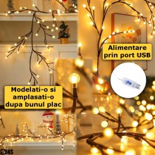 Ghirlanda Luminoasa Decorativa Tip Creanga Cu Globuri Mici Luminoase SIKS, Lumina Led Alb Cald, 72 Led-uri, Dimensiune 1.6 Me... Ghirlanda Luminoasa Decorativa Tip Creanga Cu Globuri Mici Luminoase SIKS, Lumina Led Alb Cald, 72 Led-uri, Dimensiune 1.6 Me...