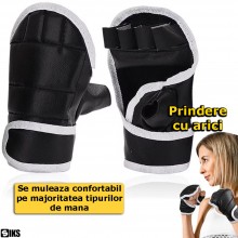 Manusi Sac De Box SIKS, Jumatate De Deget, Pentru Antrenament Fitness Copii/Adulti, Marime Universala 20 x 12 Cm, Rezistent L...