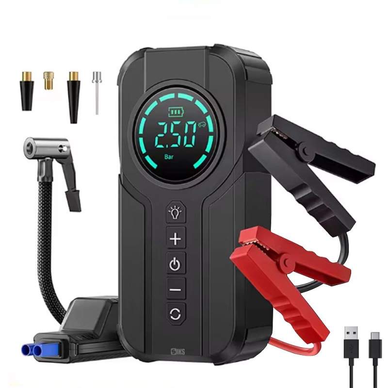 Compresor De Aer SIKS, Starter Auto Cu Pornire Rapida, 6000mah, 150PSI, Portabil Si Multifunctional, Ecran Digital, Incarcare...