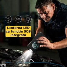 Compresor De Aer SIKS, Starter Auto Cu Pornire Rapida, 6000mah, 150PSI, Portabil Si Multifunctional, Ecran Digital, Incarcare...