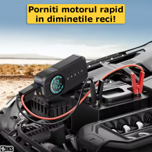 Compresor De Aer SIKS, Starter Auto Cu Pornire Rapida, 6000mah, 150PSI, Portabil Si Multifunctional, Ecran Digital, Incarcare...