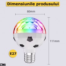 Bec Disco Rotativ Multicolor SIKS, Cu Efect De Lumini, Lumina Ambientala Petrecere, Casa, Gradina Sau Bar, Montare La Fasung,...