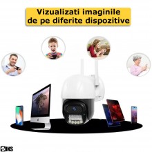 Camera De Supraveghere Video Cu Inteligenta Artificiala SIKS, 4G WIFI, 2 MP, Exterior/Interior IP66, Voce, Alarma, 4XZoom, Ro...