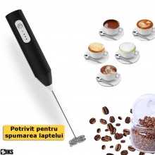 Mixer Spuma De Lapte Electric 2 in 1 SIKS, Spumator Potrivit Pentru Bauturi Calde Reci, Maner Izolat Termic, Capete Otel Inox...